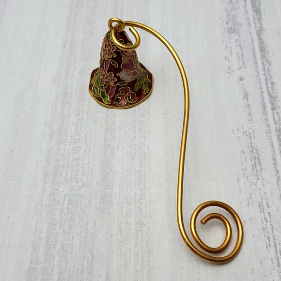 Vintage Cloisonné Enamel Scalloped Bell Shaped Candle Snuffer Christmas Ornament - Picture 5 of 8